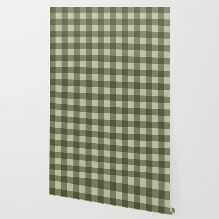 Gingham Plaid Pattern - Natural Green Wallpaper Gallery Image 2