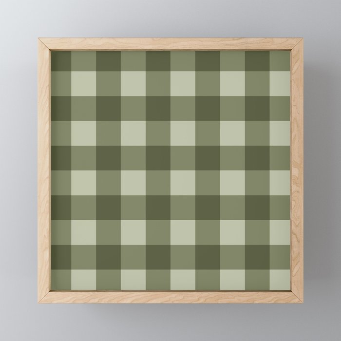 Gingham Plaid Pattern - Natural Green Mini Art Print Gallery Image 1