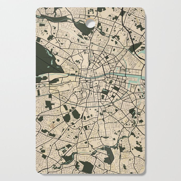 Dublin City Map of Ireland - Vintage Cutting Board Gallery Image 1