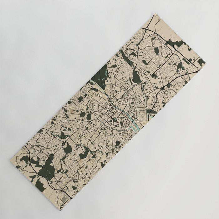 Dublin City Map of Ireland - Vintage Yoga Mat Gallery Image 1