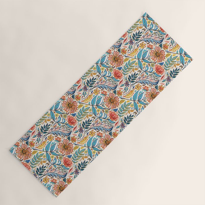 Vivid Colorful Art Nouveau Floral Yoga Mat Gallery Image 1