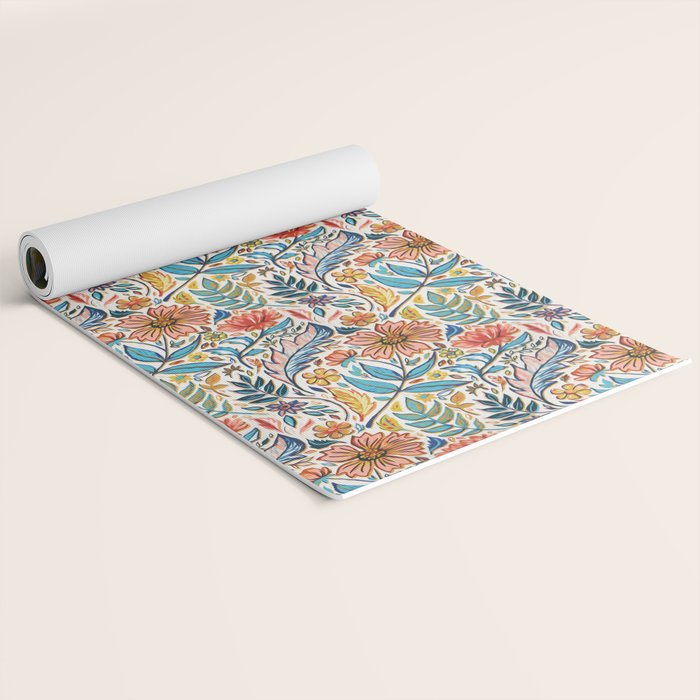 Vivid Colorful Art Nouveau Floral Yoga Mat Gallery Image 2