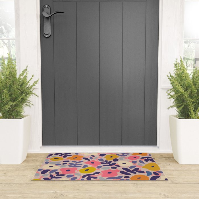 Funny sunny floral pattern Welcome Mat Gallery Image 3