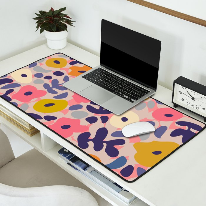 Funny sunny floral pattern Desk Mat Gallery Image 2