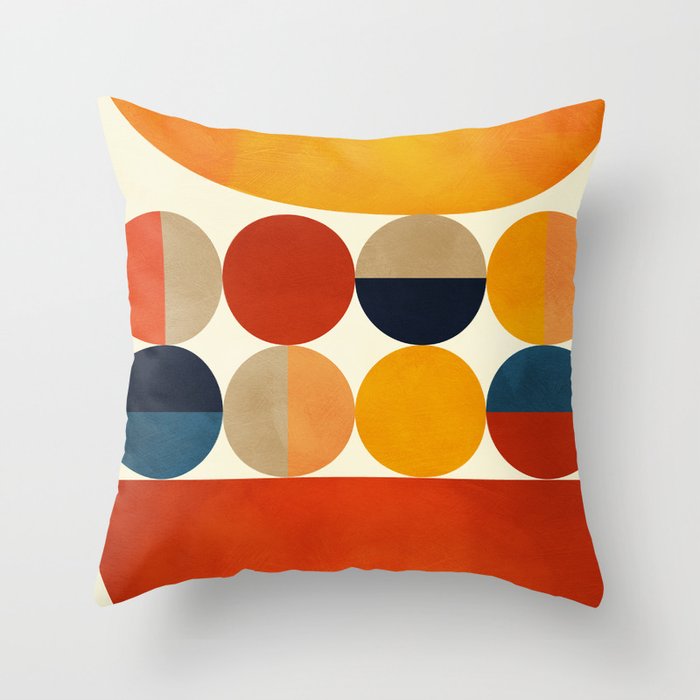 mid century abstract geometric Throw Pillow Gallery Image 6