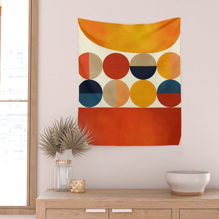 mid century abstract geometric Wall Tapestry Gallery Image 2