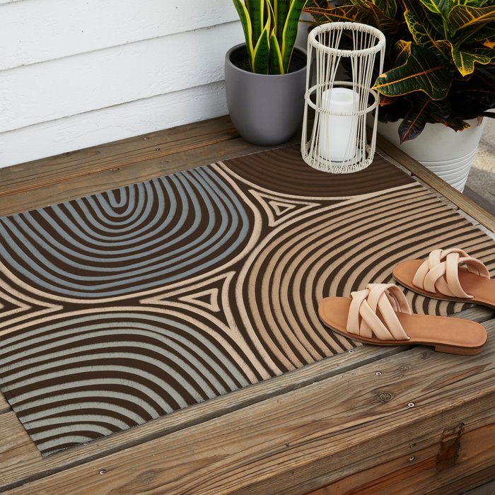Tribal Pattern in Brown & Gray Outdoor Rug Gallery Image 2