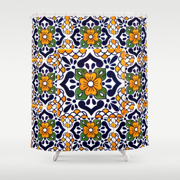 talavera mexican tile_4 Shower Curtain Gallery Image 1