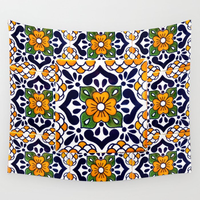 talavera mexican tile_4 Wall Tapestry Gallery Image 1
