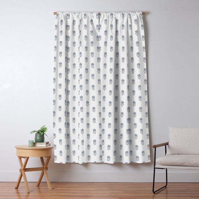 Hydrangea Block Print Window Curtain Gallery Image 1