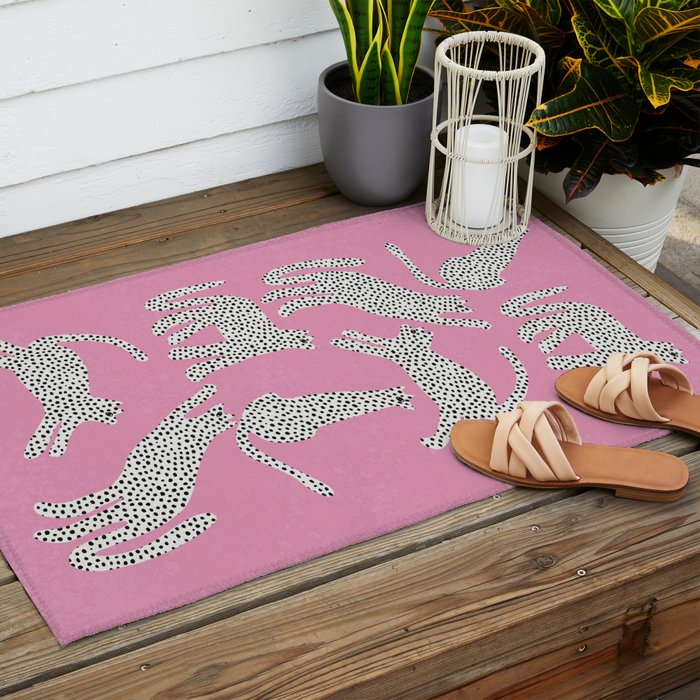 Pink Leopard Outdoor Rug Gallery Image 2