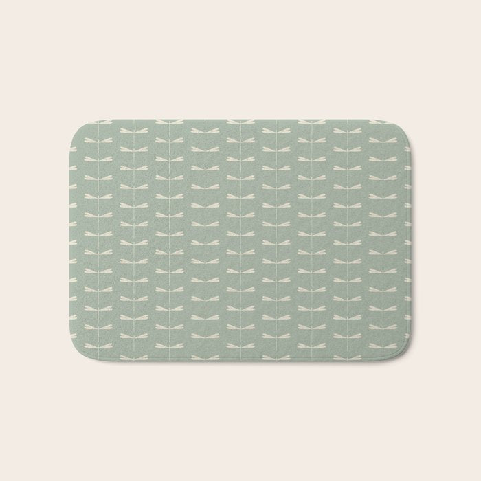 Dragonfly Pattern V Sage Green Bath Mat Gallery Image 1