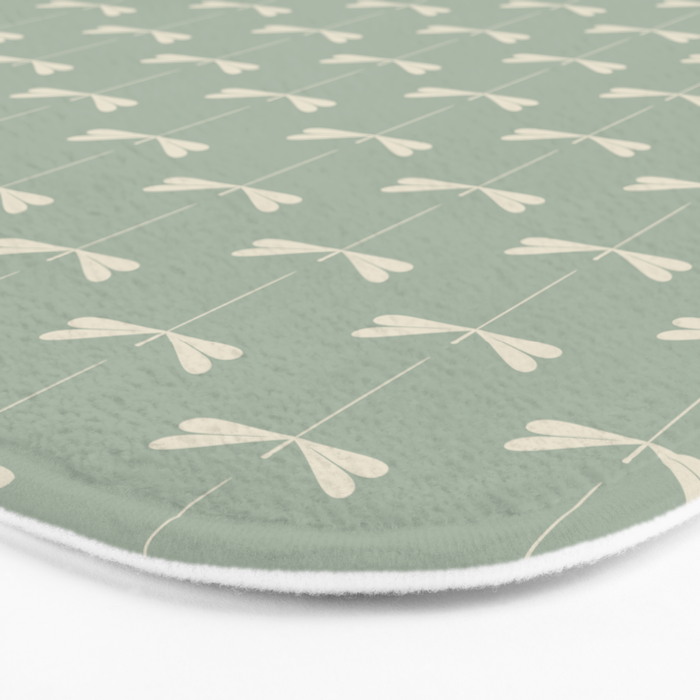 Dragonfly Pattern V Sage Green Bath Mat Gallery Image 3