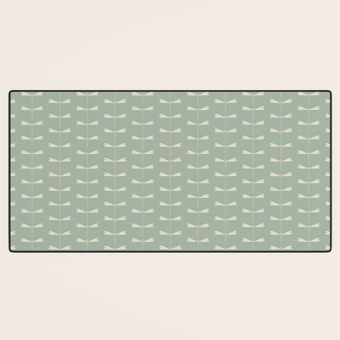 Dragonfly Pattern V Sage Green Desk Mat Gallery Image 3