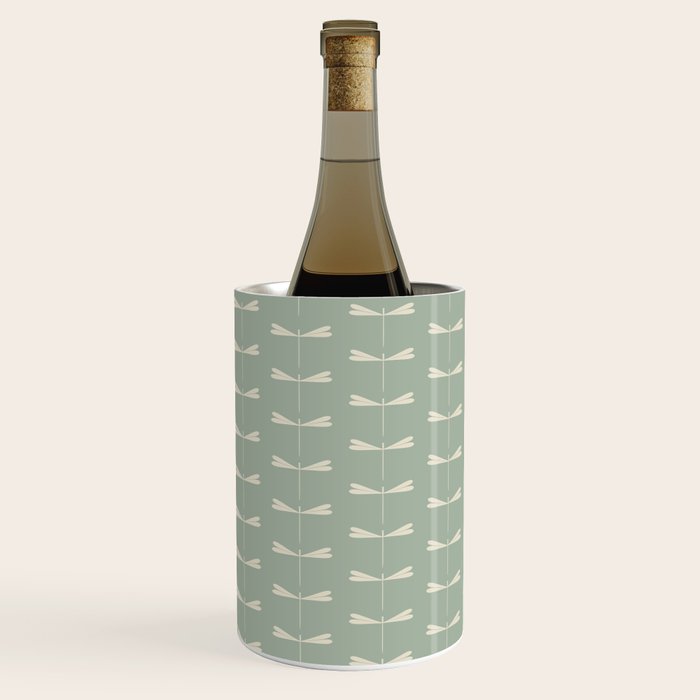 Dragonfly Pattern V Sage Green Wine Chiller Gallery Image 2