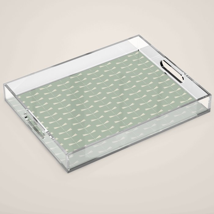 Dragonfly Pattern V Sage Green Acrylic Tray Gallery Image 1