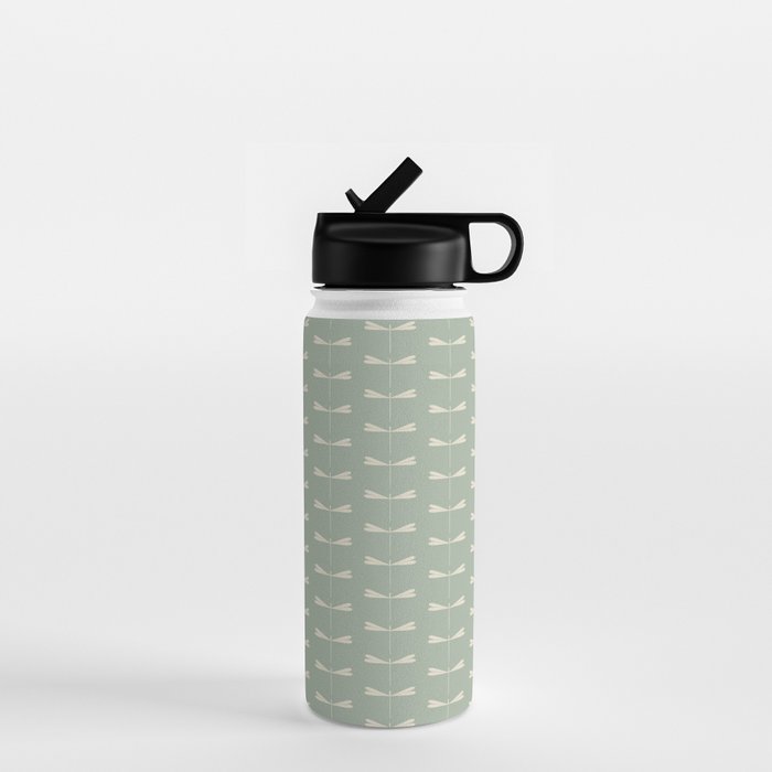Dragonfly Pattern V Sage Green Water Bottle Gallery Image 1