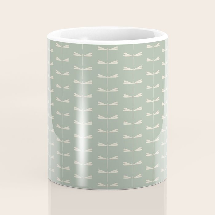 Dragonfly Pattern V Sage Green Coffee Mug Gallery Image 4
