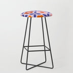 Retro Flower Pattern - orange periwinkle Stool Gallery Image 1