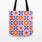 Retro Flower Pattern - orange periwinkle Tote Bag Gallery Image 1