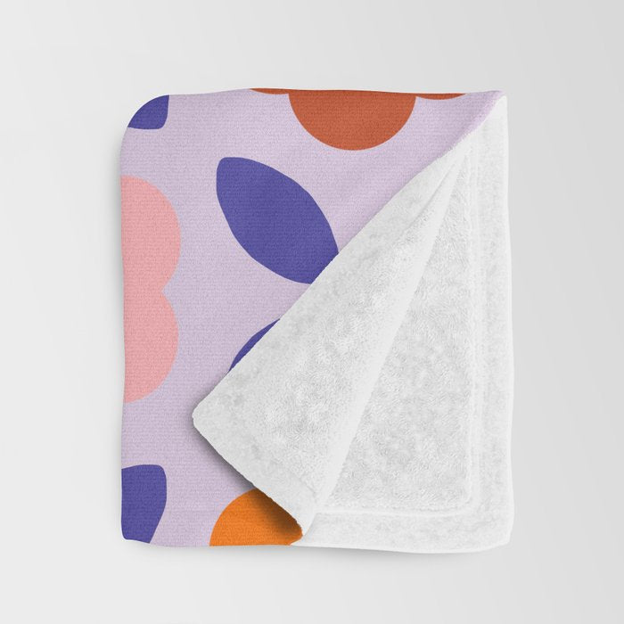 Retro Flower Pattern - orange periwinkle Throw Blanket Gallery Image 3