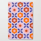 Retro Flower Pattern - orange periwinkle Cutting Board Gallery Image 1