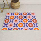 Retro Flower Pattern - orange periwinkle Rug Gallery Image 1
