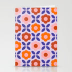 Retro Flower Pattern - orange periwinkle Stationery Card Gallery Image 2