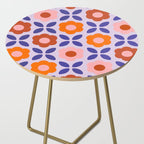 Retro Flower Pattern - orange periwinkle Side Table Gallery Image 2