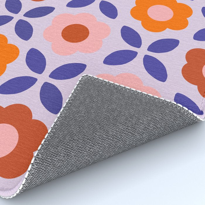 Retro Flower Pattern - orange periwinkle Rug Gallery Image 4