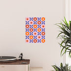 Retro Flower Pattern - orange periwinkle Poster Gallery Image 2