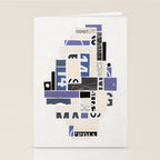 Blue, Black & White Abstract Collage Stationery Card Gallery Image 2