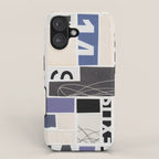 Blue, Black & White Abstract Collage iPhone Case Gallery Image 1