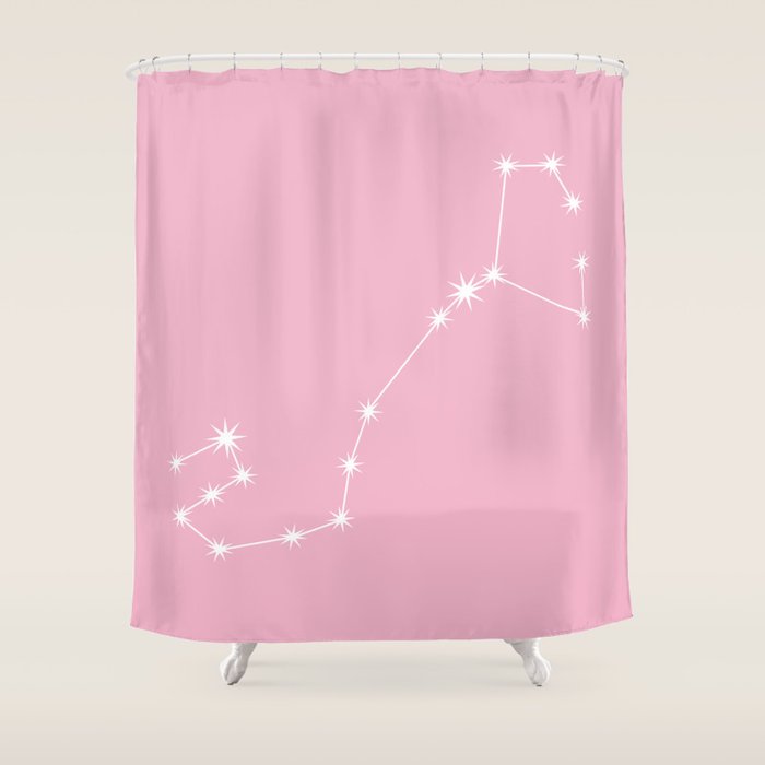 Scorpio Zodiac Star Constellation Line Art Soft Pink Shower Curtain Gallery Image 1