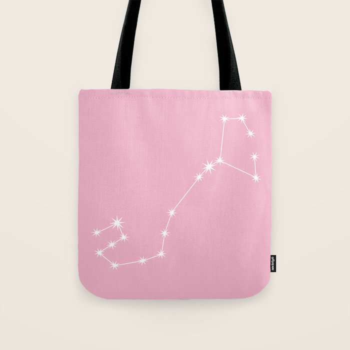 Scorpio Zodiac Star Constellation Line Art Soft Pink Tote Bag Gallery Image 1