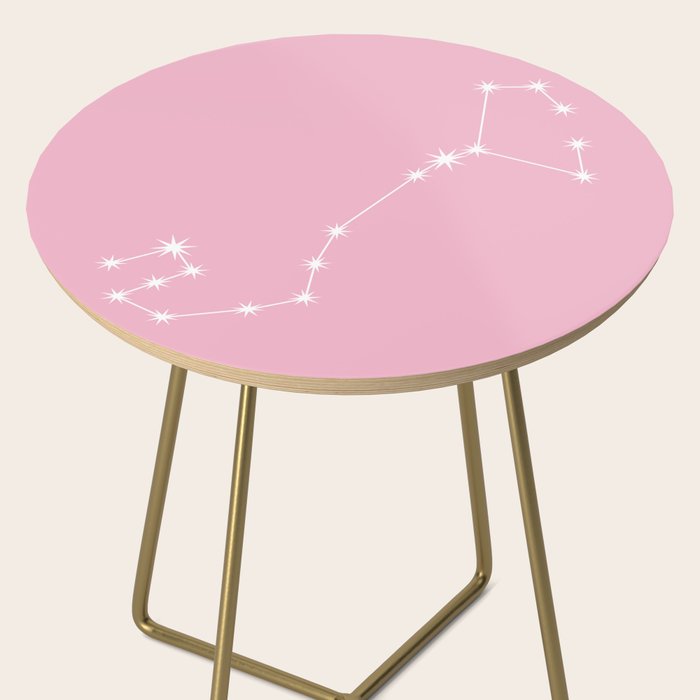 Scorpio Zodiac Star Constellation Line Art Soft Pink Side Table Gallery Image 2