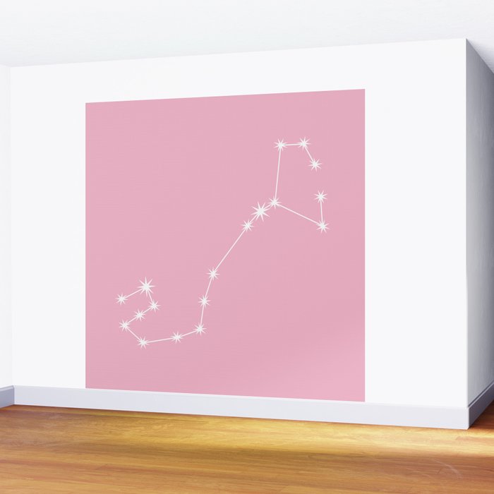 Scorpio Zodiac Star Constellation Line Art Soft Pink Wall Mural Gallery Image 2