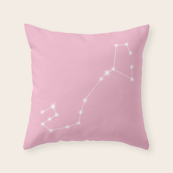 Scorpio Zodiac Star Constellation Line Art Soft Pink Throw Pillow Gallery Image 6