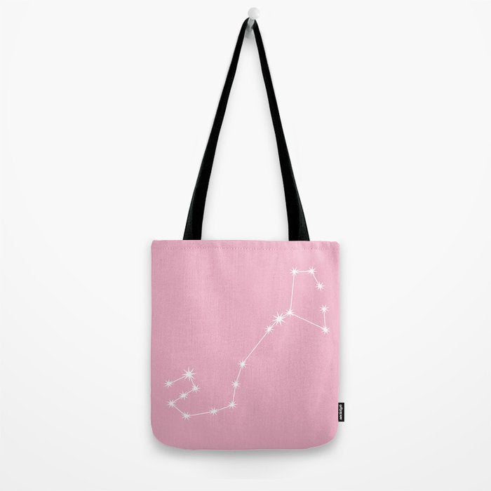 Scorpio Zodiac Star Constellation Line Art Soft Pink Tote Bag Gallery Image 2