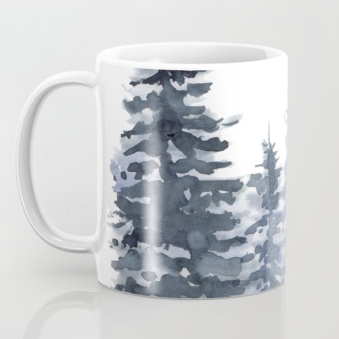 Blue Forest, Abstract Watercolor Coffee Mug Gallery Image 3