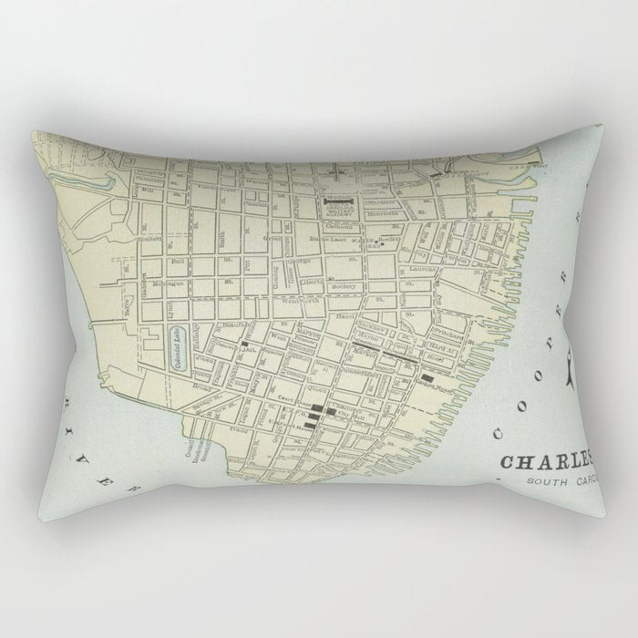 Vintage Map of Charleston SC (1901) Rectangular Pillow Gallery Image 2