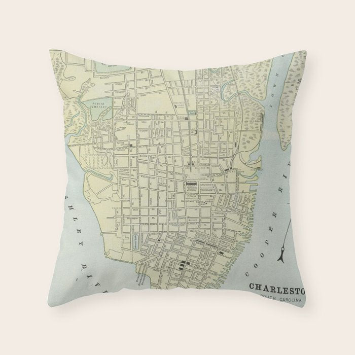 Vintage Map of Charleston SC (1901) Throw Pillow Gallery Image 6