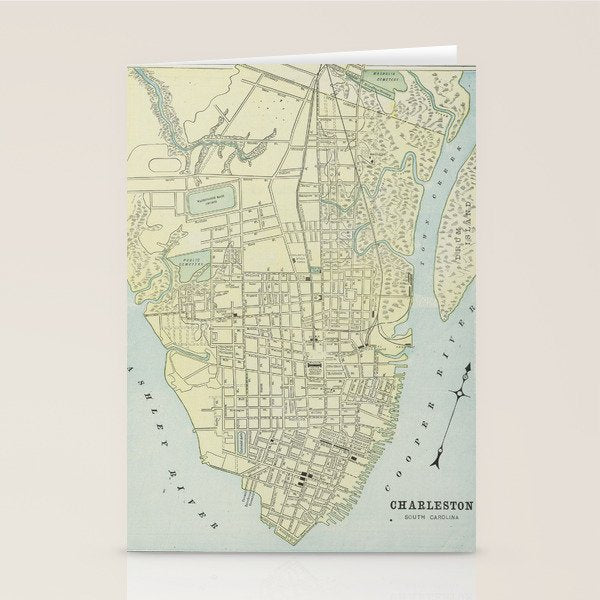 Vintage Map of Charleston SC (1901) Stationery Card Gallery Image 1
