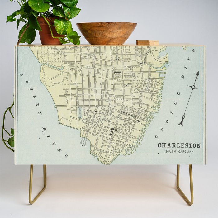 Vintage Map of Charleston SC (1901) Credenza Gallery Image 1