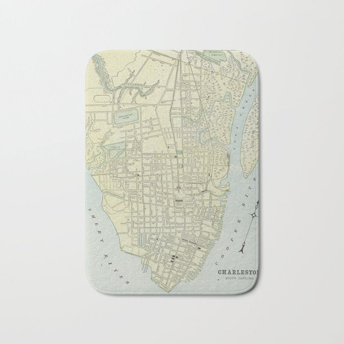 Vintage Map of Charleston SC (1901) Bath Mat Gallery Image 1