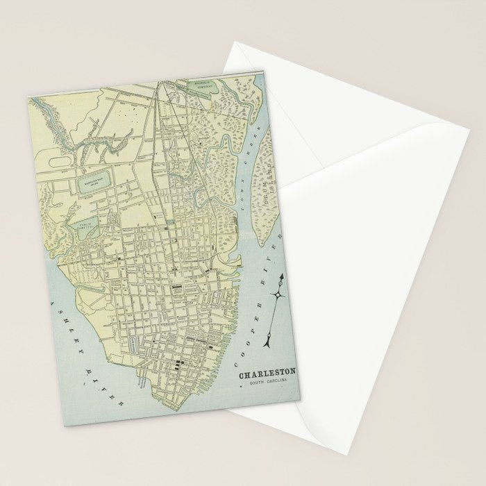 Vintage Map of Charleston SC (1901) Stationery Card Gallery Image 2
