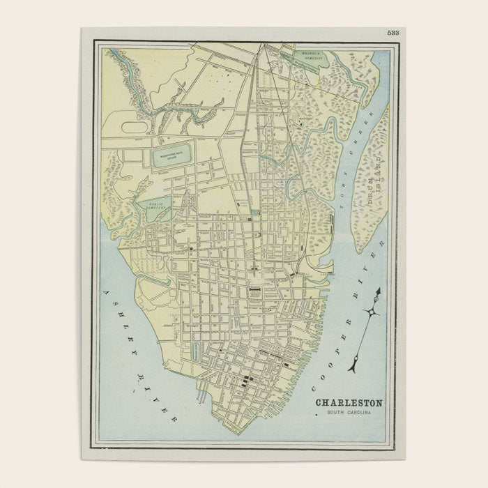 Vintage Map of Charleston SC (1901) Poster Gallery Image 1