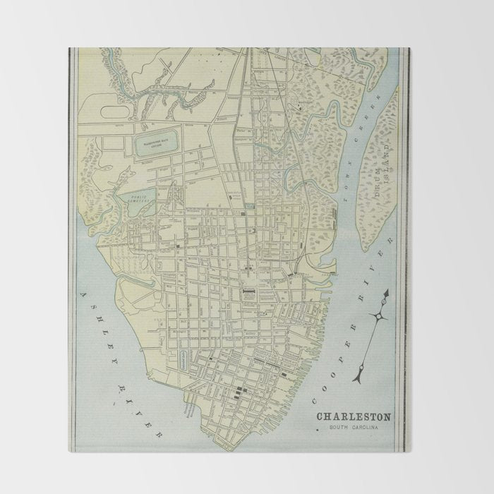 Vintage Map of Charleston SC (1901) Throw Blanket Gallery Image 2