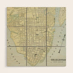 Vintage Map of Charleston SC (1901) Wood Wall Art Gallery Image 1