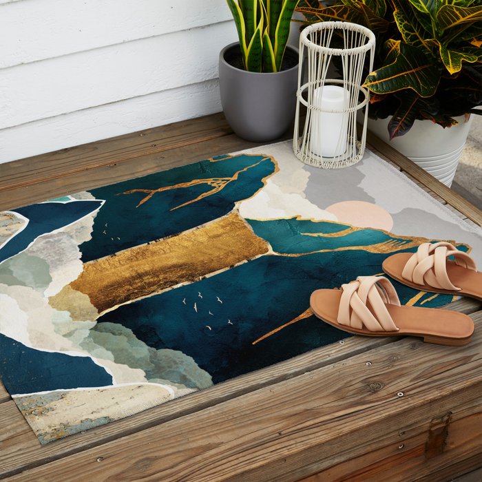 Golden Waterfall Outdoor Rug Gallery Image 2